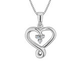 Diamond Heart Pendant Necklace in Sterling Silver with Chain